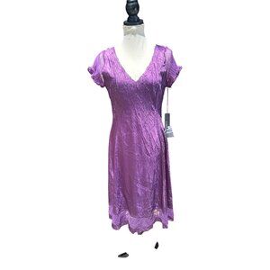 NWT Nordstroms Komarov XL Crinkle Purple Dress Cap Sleeve Whimsy Fairy Goth